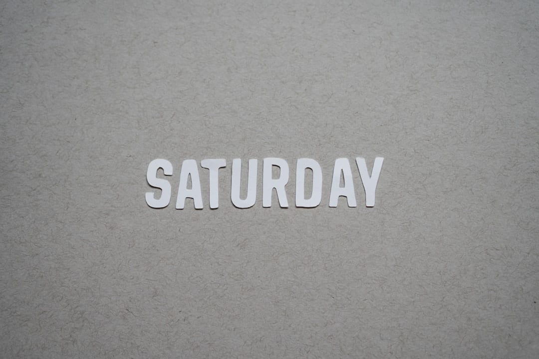 the word saturday written in cut out letters